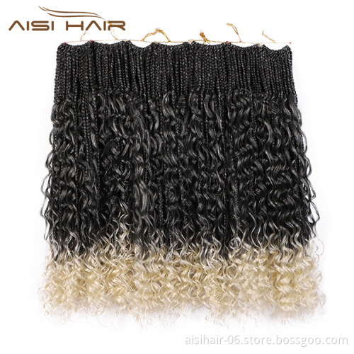 Aisi Hair Afro Curly Ombre Blonde Black Root Synthetic Marly Braiding Hair Extensions Crochet Hairpiece Braids For Black Women